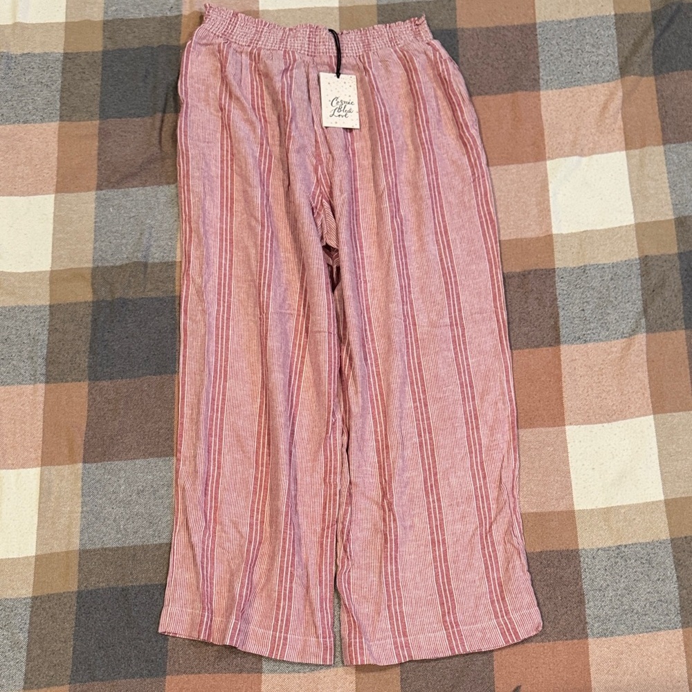 Striped Pink Wide Leg Pants - Picture 9 of 11